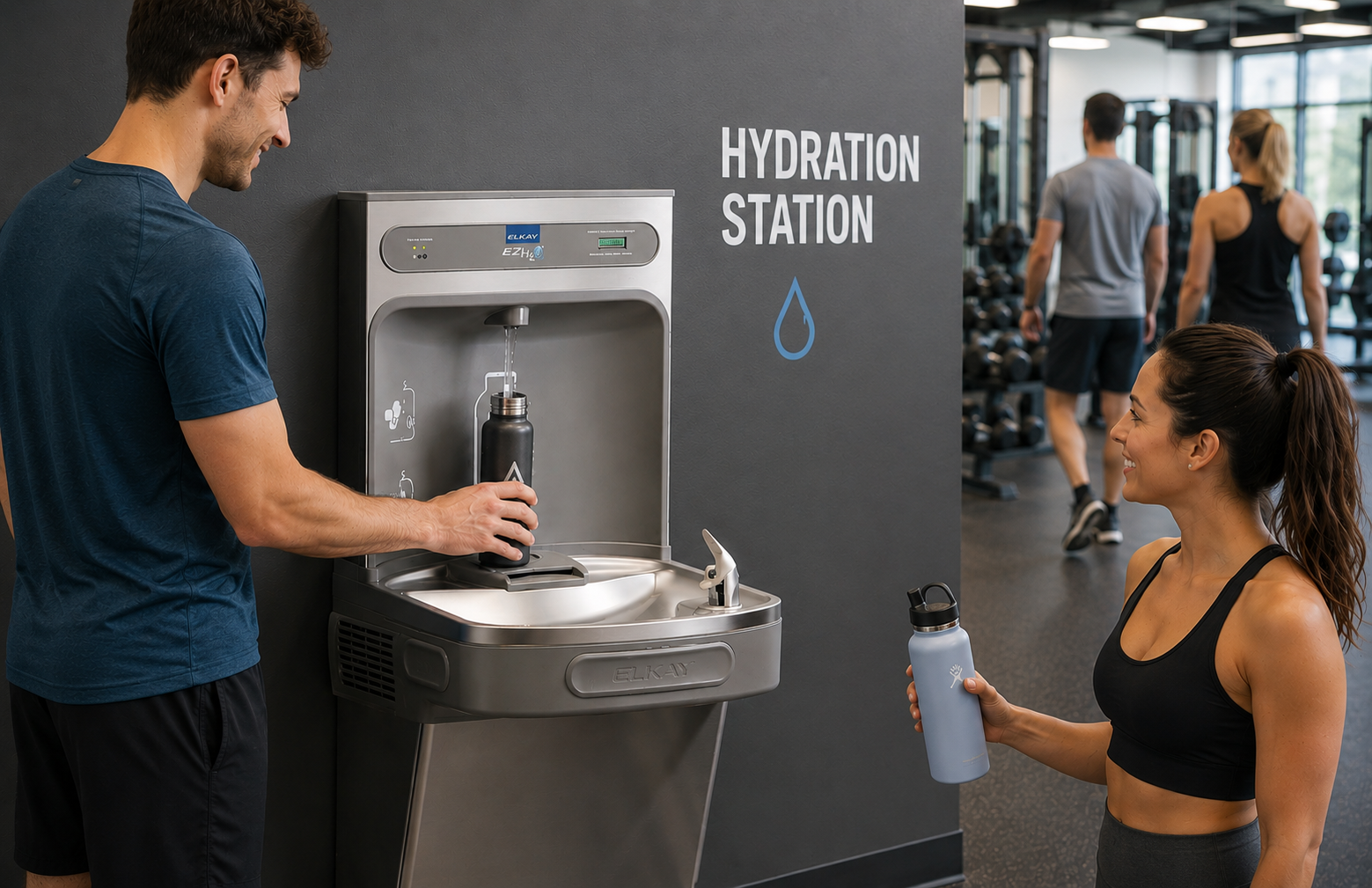 Hydration station in a gym
