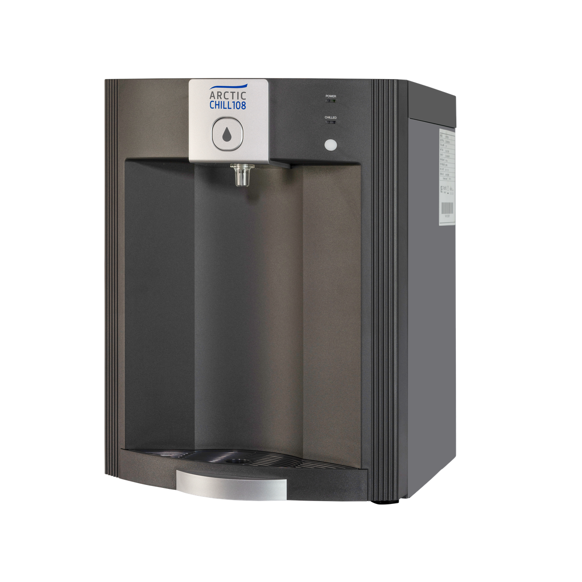 AA First ArcticChill 108 tabletop water cooler, left angle