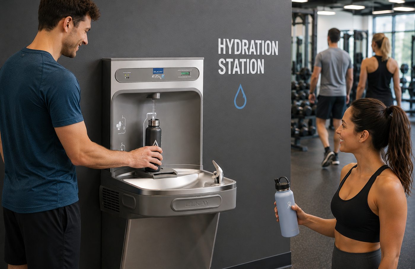 Hydration station in a gym